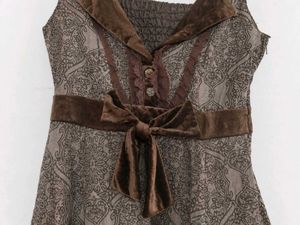Vintage Brown Lace Pattern Dress