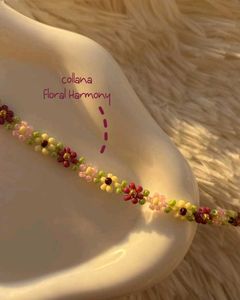 Flower beaded bracelet and ring combo
