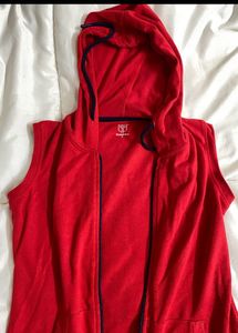 Y2K 2000s Sleeveless Red Hoodie
