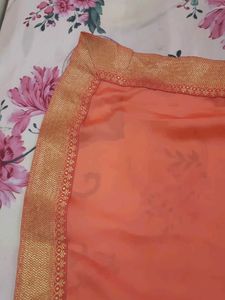 Elegant Orange Saree with Gold Border