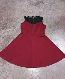 Elegant Red Mesh Top Dress