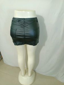 Black Faux Leather Mini Skirt Free Size S to M