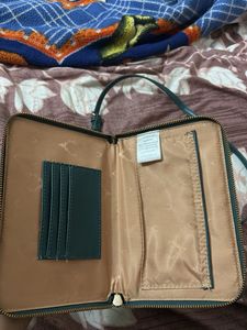 Allen Solly Green Crossbody Bag with Deer Emblem