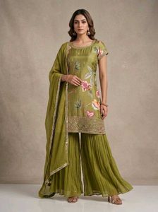Olive Green Kurta Sarara Set 🥳Diwali sale