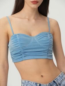Sparkly Blue Ruched Crop Top