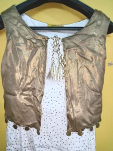 Sparkly White Dress with Gold Shrug