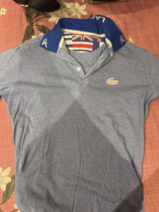Men's Blue Striped Polo Shirt