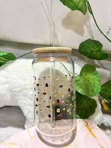 Customize coffee lover Glass Tumbler with bamboo l