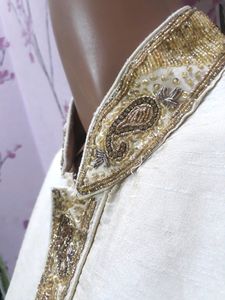 Shirwani cream Eid Offer Rhinestone free mala kard