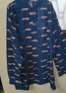Blue Printed Men's Kurta