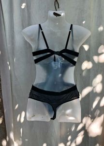 401110. Black Lace Teddy Bodysuit