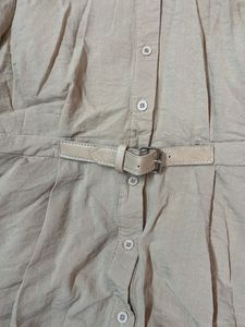 Elegant Beige Cold Shoulder Dress