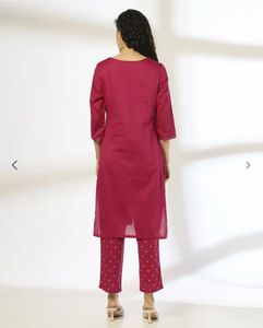 Stylish Magenta Kurta Set with White Polka Dots