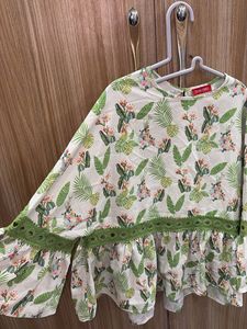 Cute Tropical Print Peplum Top