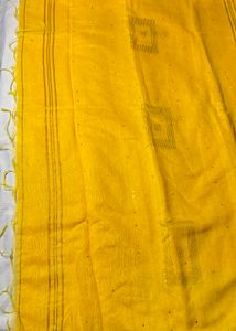 Yellow Cotton Silk Saree with Zari &amp; Sequins
