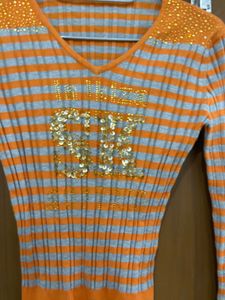 Sparkly Striped V-Necky y2k Top