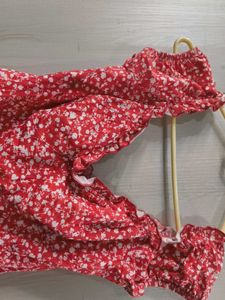 Red Floral Off-Shoulder Top