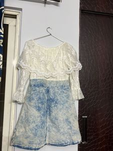 Lace Top Denim Mini Dress
