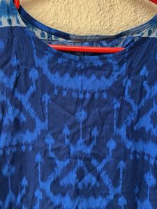 Blue Ikat Print Sleeveless Dress