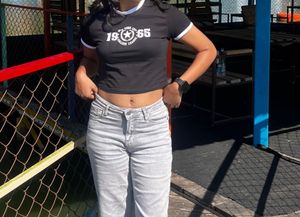 Westside Black Crop Top with White Trim