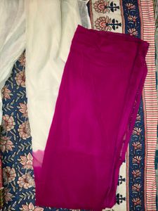 New Elegant White &amp; Pink Anarkali Suit Set