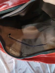 Red leather Tote Bag