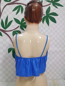 (200)Blue Faux Leather Bodysuit