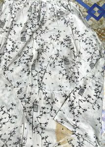 White Skirt with Birdcage Print