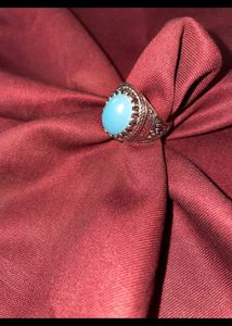 Stylish Silver Plated Men's Ring with Sky Blue Sto