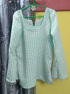 sea green Multi Textured Kurta