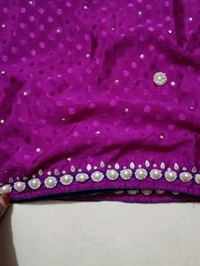 Purple Embellished saree blause with peticot