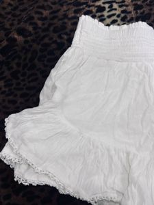 White Smocked Mini Skirt