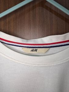 Cream T-Shirt with Embroidered Flower