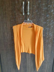Orange Sleeveless Cardigan Shrug