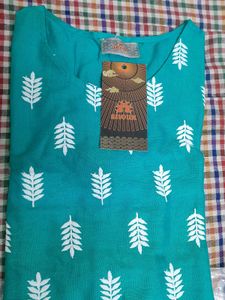 Anouk Teal Leaf Print Kurta