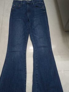 Women's Flared Blue Denim Jeans High waist