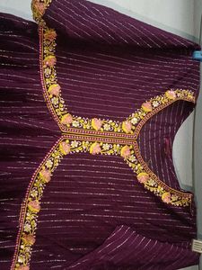 Elegant Purple Striped Kurta pant set