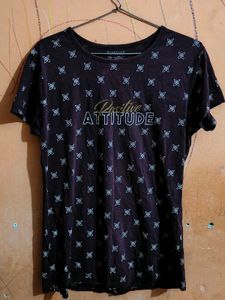 Purple T-Shirt with Positive Attitude Print