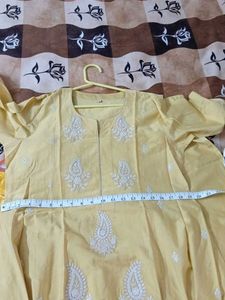 Yellow Kurti with Pant And Dupatta