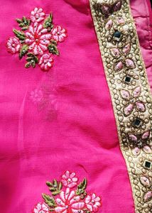 Vibrant Pink Embroidered Saree