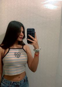 Striped Ribbed Cami Crop Top