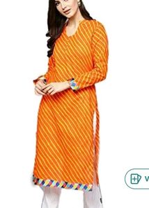 Stylish Orange Yellow Striped Kurta