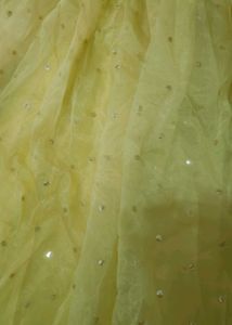 Mustard Yellow Peplum Lehenga Choli with Net Dupat