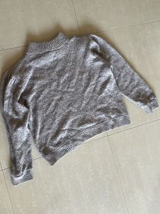 Gray Knit Pullover Sweater