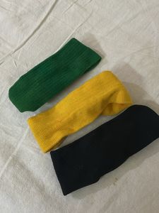 SET OF THREE. Black Yellow Green Cloth Hairband