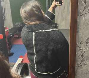 Fuzzy Black &amp; White Trim Jacket