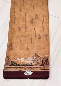 Elegant Brown Floral Print Saree