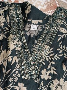 Embellished Floral Print Kurta