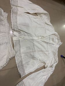 Elegant White Lace Trimmed Co-ord Set