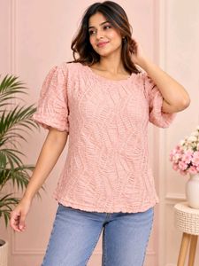 Chic Puff Sleeve Textured Top Size M-L 34"-38"
